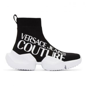 Versace Jeans Couture Black Fragmented Sole Logo Sneakers (EE0VWASU1E71930)
