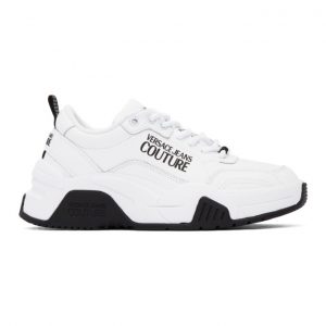 Versace Jeans Couture White and Black Logo Sneakers (EE0VWASF4E71957)