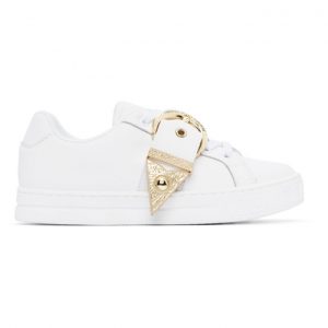 Versace Jeans Couture White and Gold Buckle Sneakers (EE0VWASK9E71957)