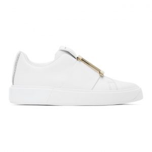 Balmain White Buckle B-Court Sneakers (VN1C539LSHG)