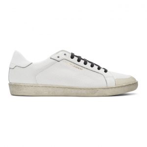 Saint Laurent White Perforated Court Classic SL/06 Sneakers (651860 1JZH0)