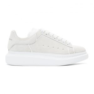 Alexander McQueen White and Grey Suede Paneled Oversized Sneakers (645868WHFBR)