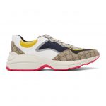 Gucci Beige and Navy GG Rhyton Sneakers (619891 99WF0)