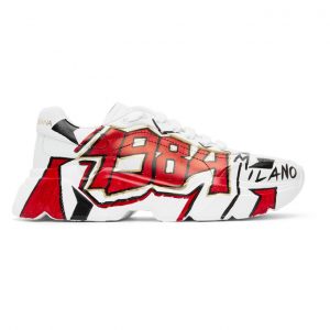 Dolce and Gabbana White and Multicolor Hand-Painted Daymaster Low Sneakers (CS1791AO233HWF57)