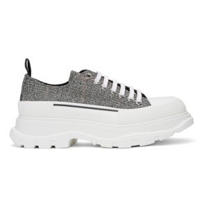 Alexander McQueen Black and White Wool Tread Slick Sneakers (652757W4PE1)