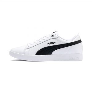 Puma Smash v2 Leder Damen  Weiß/Schwarz (365208-01)