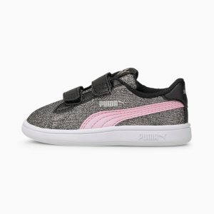 Puma Smash v2 Glitz Glam Mädchen Schwarz/Rosa (367380-22)