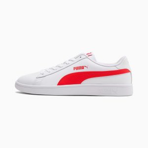 Puma Smash v2 L Weiß/Grau/Rot (365215-09)