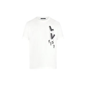 Luxury Floating LV Printed T-Shirt Tee White (2021) (1A8P8W)