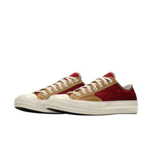Converse Custom Hacked Plaid Chuck 70 Low Top Red Red ((169922C))