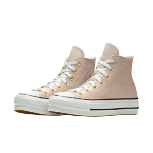 Converse Custom Leather Platform Chuck Taylor All Star High Top White White ((568163C))