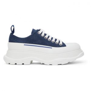 Alexander McQueen Indigo Denim Tread Slick Low Sneakers (611705 W4PD1)
