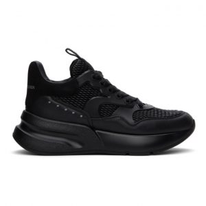 Alexander McQueen Black Textured Oversized Runner Sneakers (604281WHZT7)