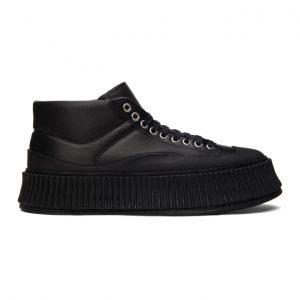 Jil Sander Black Leather Platform Sneakers (JI36511A_13141)