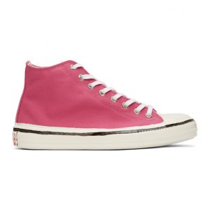Marni Pink Graffiti Gooey High-Top Sneakers (SNZW006602 P3571)