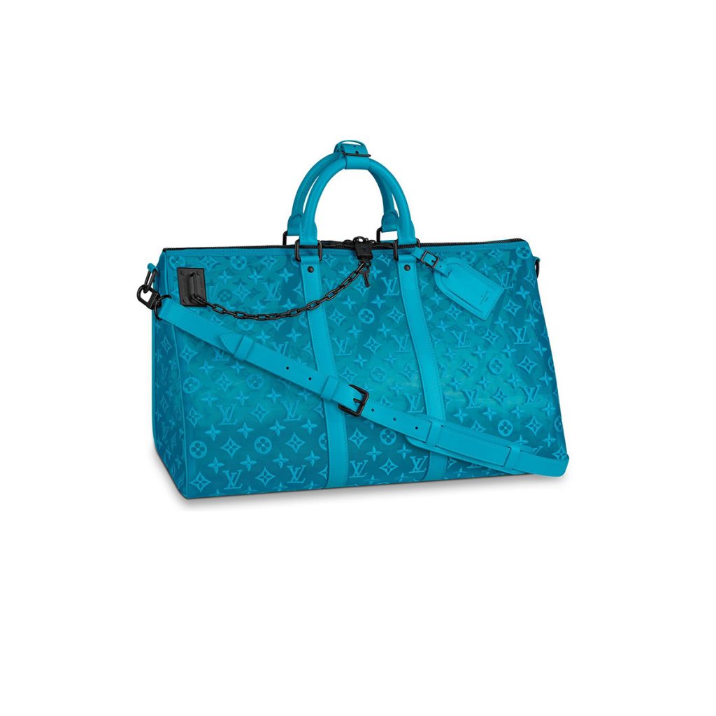 Louis Vuitton Turquoise Monogram Keepall Triangle Bandoliere 50 (2019) (M45048)