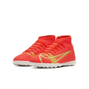 Nike Jr. Mercurial Superfly 8 Club TF Fußballschuh für Kunstrasen für jüngere/ältere Rot (CV0795-600)