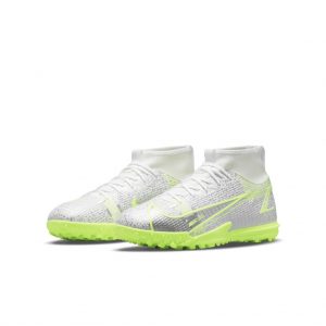 Nike Jr. Mercurial Superfly 8 Academy TF Fußballschuh für Kunstrasen für jüngere/ältere Weiß (CV0789-107)