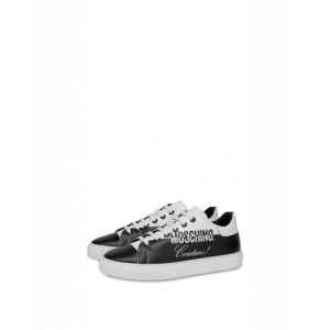 Moschino Sneakers Aus Kalbsleder Black & White Logo (POLMA15322G1DMF200A)