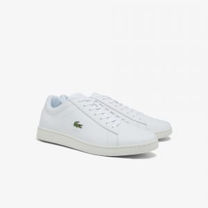 Lacoste Herren-Sneakers CARNABY EVO mit Lederakzenten – White & Off White Size 44.5 Weiss (41SMA0005-65T)