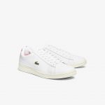 Lacoste Herren-Sneakers CARNABY EVO mit Lederakzenten – White & Pink Size 44.5 Weiss (41SMA0005-B53)
