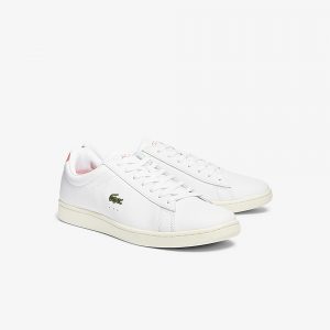 Lacoste Herren-Sneakers CARNABY EVO mit Lederakzenten – White & Pink Size 44.5 Weiss (41SMA0005-B53)