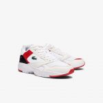 Lacoste Herren-Sneakers STORM 96 LO mit Mesh und Colour-Pop – White & Red Size 40 Weiss (41SMA0085-286)