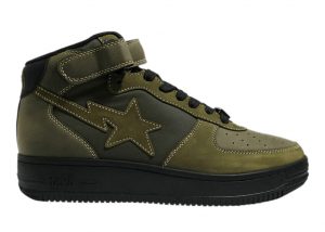 A Bathing Ape Bapesta Mid Military Olive Green