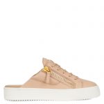 Giuseppe Zanotti Sneakers sabots en cuir vieux rose avec signature en métal doré. semelle en caoutchouc. (RS10043003)