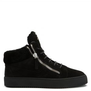Giuseppe Zanotti Sneakerà lacets en velours noir. complétée par l’étiquette’signature’sur la languette. semelle en caoutchouc. (RU00019007)