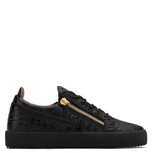 Giuseppe Zanotti Sneaker basse noire embossée crocodile (RU00010088)