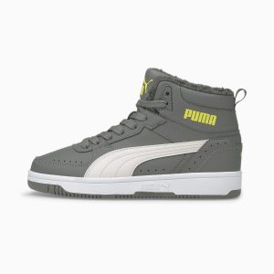 Puma Rebound Joy Fur Jugend Grau/Gelb/Weiß (375477-04)