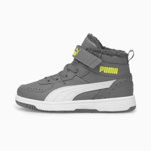 Puma Rebound Joy Fur Kinder Grau/Gelb/Weiß (375479-04)