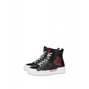 Moschino Hohe Sneakers Aus Nappa Brushstroke Heart (POLJA15455G0DIAC00A)