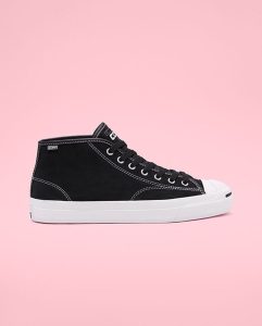 Converse Black and White Jack Purcell Pro Mid-Top Sneakers (166841C)