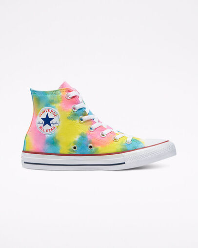 Converse Tie Dye Chuck Taylor All Star High Top Pink/Yellow/Blue Hand Paint (171727C)