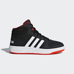 adidas Hoops 2.0 Mid Schuh Core Black / Cloud White / Hi-Res Red (B75743)