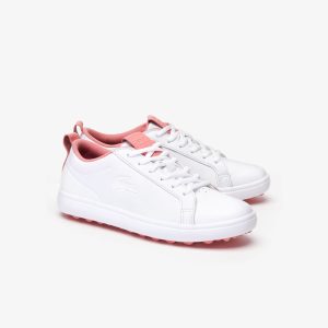 Lacoste Women’s G Elite Leather and Synthetic Golf Shoes – White & Pink Size 35.5 Weiss (38SFA0040-B53)