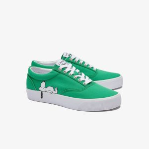 Lacoste Herren Sneakers JUMP SERVE LACE Lacoste x Peanuts – Green & White Size 36 Grün (42CFA0027-1R7)