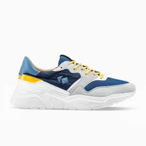 KOIO Men’s Chunky Sole Blue Yellow Leather Suede Avalanche Blue (AVYE)