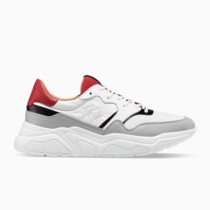KOIO Men’s Chunky Sole Grey Red Leather Suede Avalanche Grey,Red (AVGR)