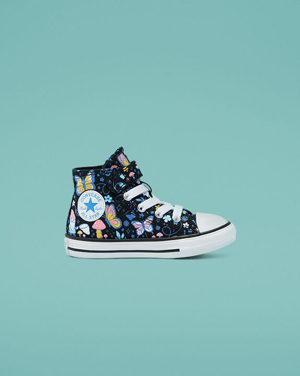 Converse Butterfly Easy-On Chuck Taylor All Star High Top für Kleinkinder Black/Bleached Cyan/Pink Gaze (770712C)