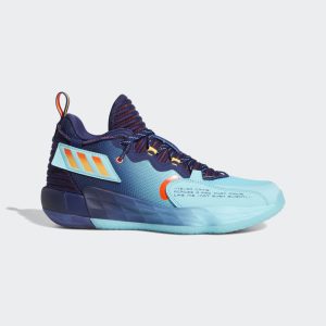 adidas Dame 7 EXTPLY Basketballschuh Dark Blue / Pulse Aqua / Solar Red (H68606)