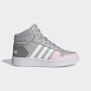 adidas Hoops 2.0 Mid Schuh Grey Two / Cloud White / Clear Pink (GZ7772)