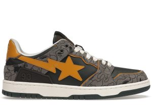 A Bathing Ape Bape SK8 Sta Grey Mustard Yellow