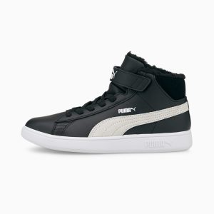 Puma Smash V2 Mid Fur V Kinder  Weiß/Schwarz (366896-02)