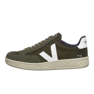 Veja V-12 Olive / White (XD0102820B)