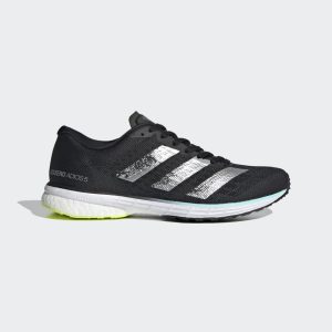 adidas Adizero Adios 5 Laufschuh Core Black / Silver Metallic / Solar Yellow (FY0344)