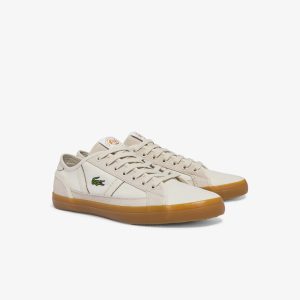 Lacoste Herren-Sneakers SIDELINE ROLAND-GARROS – Off White & Brown Size 44.5 Weiss (41CMA0076-OW8)