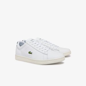 Lacoste Herren-Sneakers CARNABY EVO mit Lederakzenten – White & Dark Green Size 44.5 Weiss (41SMA0005-1R5)